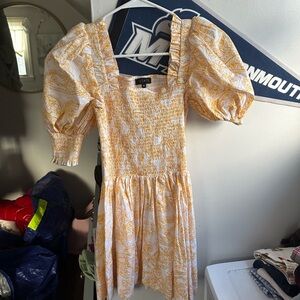 1.State orange and white mini dress